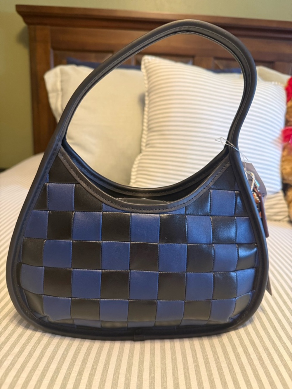 NWT Coachtopia Two-Tone Blue and Black check design handbag - Picture 2 of 6